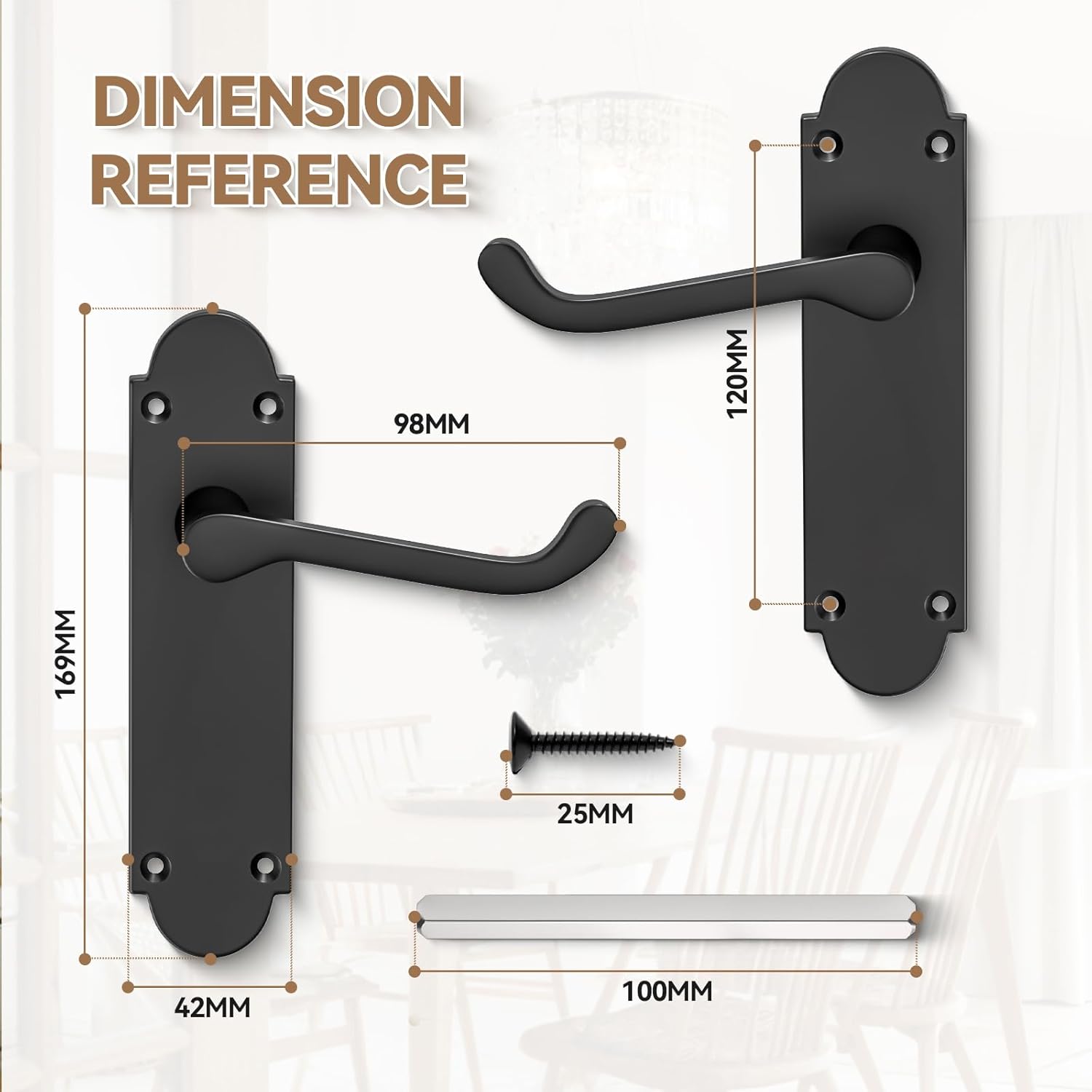 Zinc Alloy Interior Door Handle Set with Privacy Lock for Bathroom & Bedroom Doors - Image 2