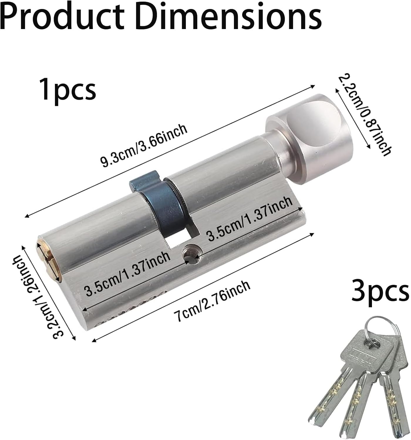 Euro Cylinder Thumb Turn Door Lock, Anti Pick Security Lock Cylinder for UPVC & Wooden Doors - Image 2
