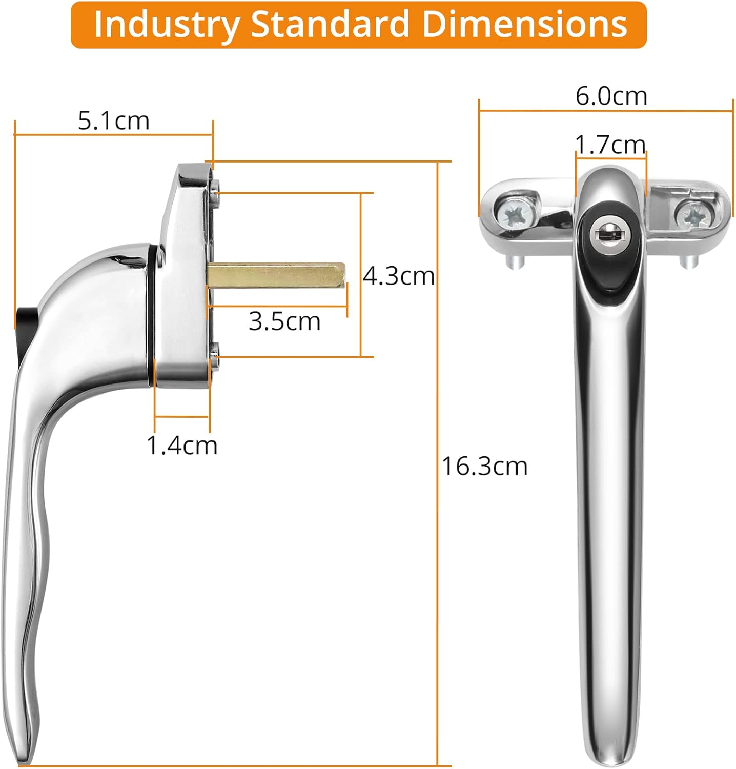 Lock Window Handle with Key, 43mm Spacing Universal Aluminium Alloy Window Handle - Image 3