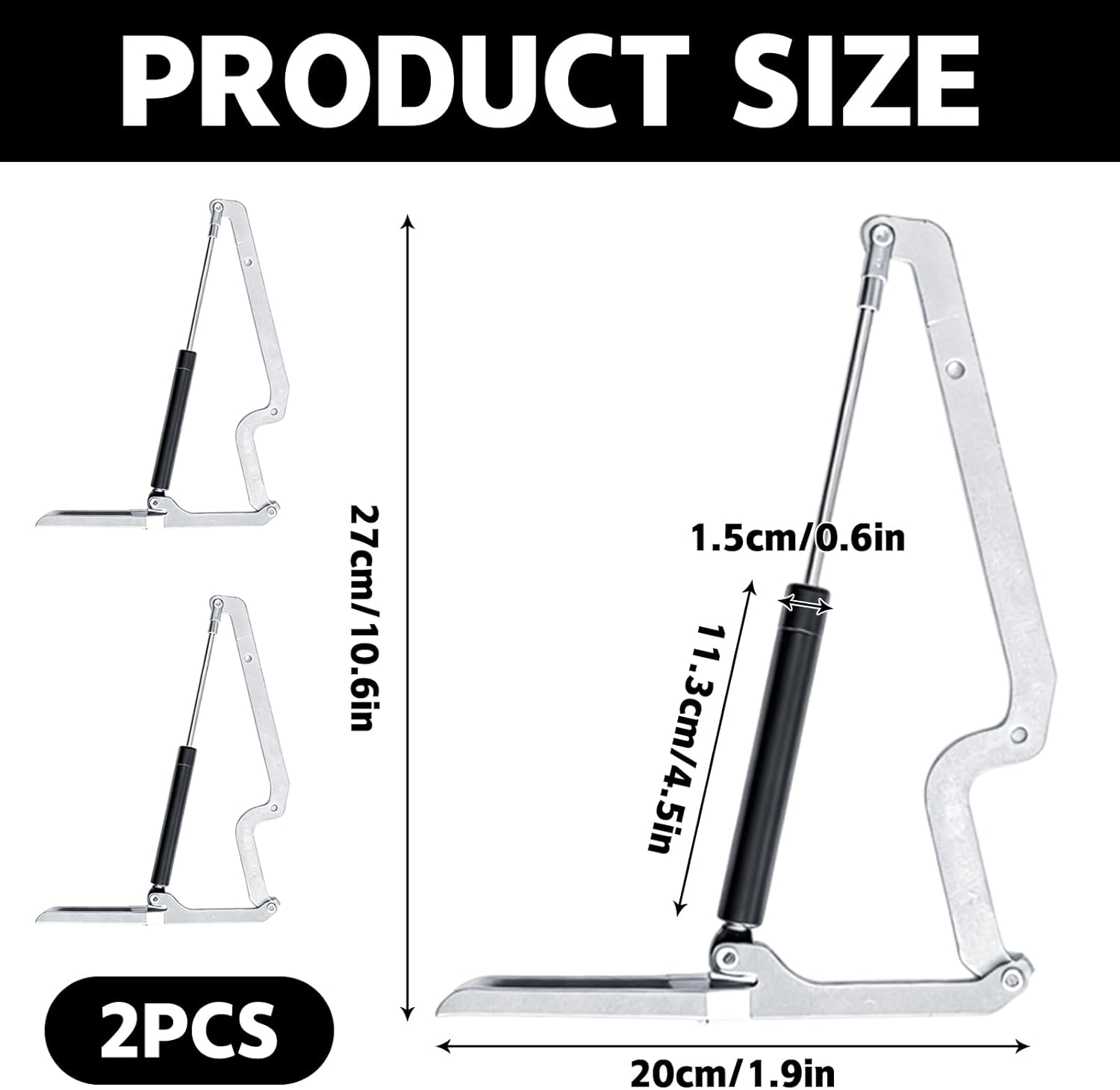 2 Pack 140N Gas Strut Replacement for Outdoor Storage Box & Shed Hinges - Image 2