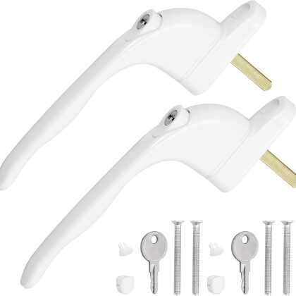 2 Pack UPVC Window Handles with Keys & Screws for UPVC and Aluminum Windows