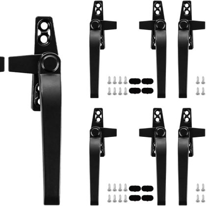 10 Pack UPVC Window Handles Black with Screws & Caps – Zinc Alloy Security Window Handles