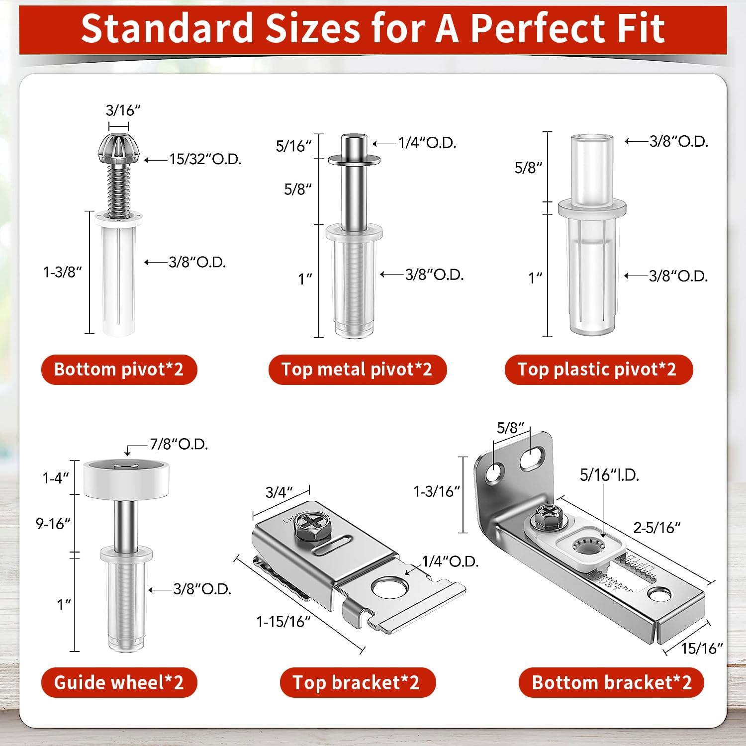 2 Pack Bifold Door Hardware Repair Kit for Sliding & Closet Doors Replacement Parts - Image 3
