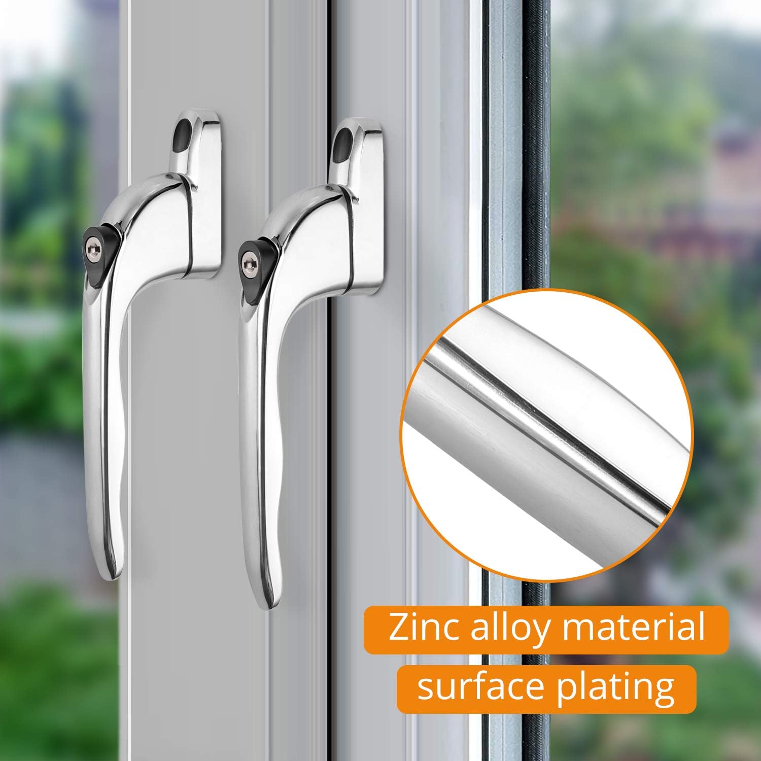 Lock Window Handle with Key, 43mm Spacing Universal Aluminium Alloy Window Handle - Image 5