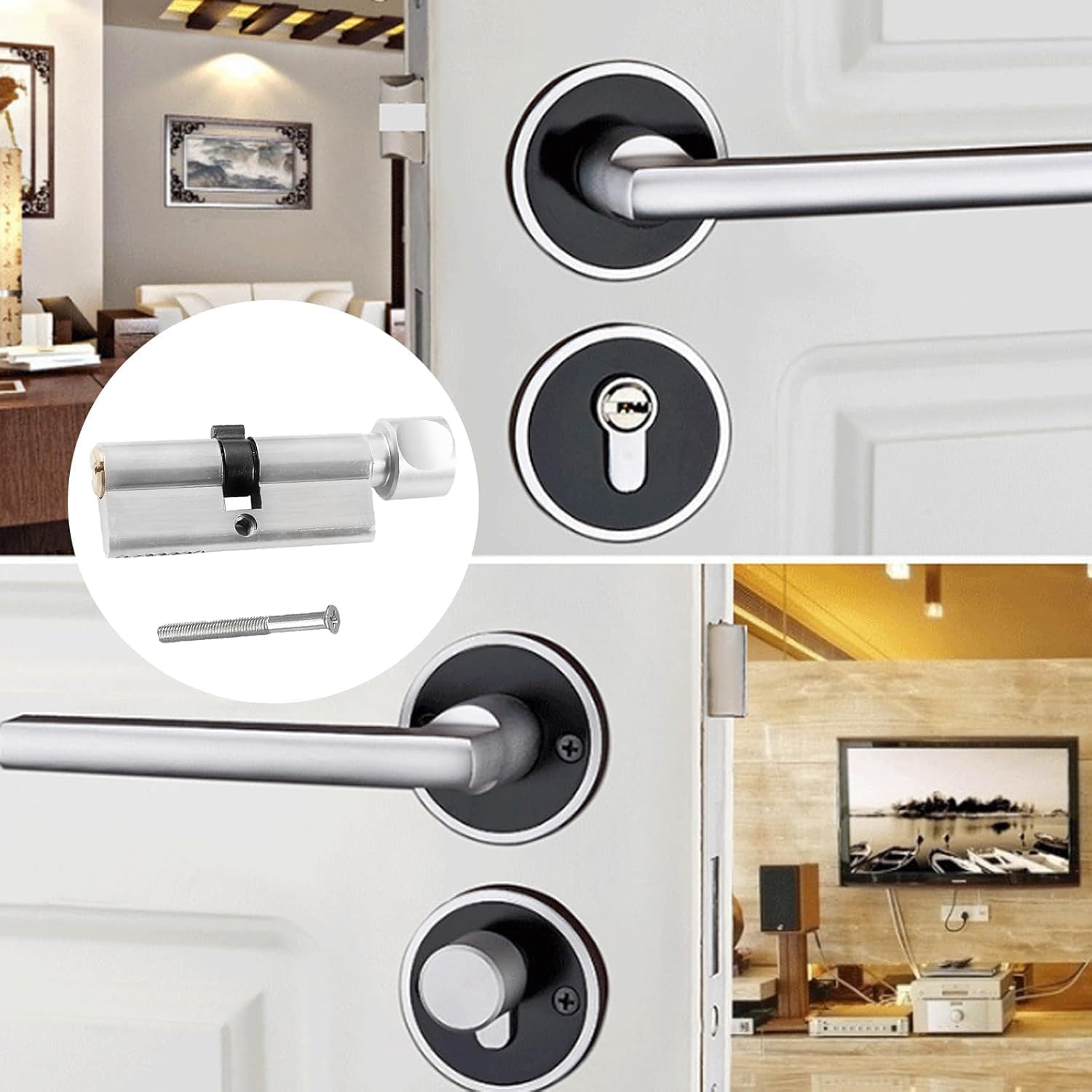 Euro Cylinder Thumb Turn Door Lock, Anti Pick Security Lock Cylinder for UPVC & Wooden Doors - Image 6