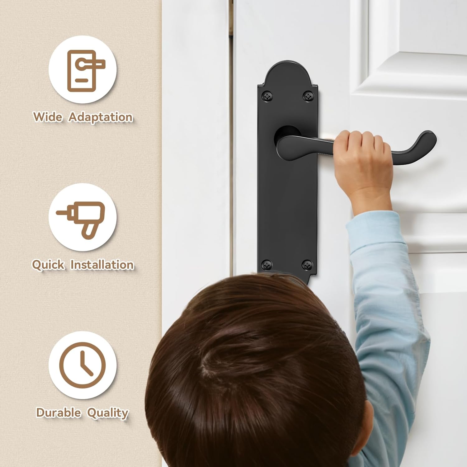 Zinc Alloy Interior Door Handle Set with Privacy Lock for Bathroom & Bedroom Doors - Image 5