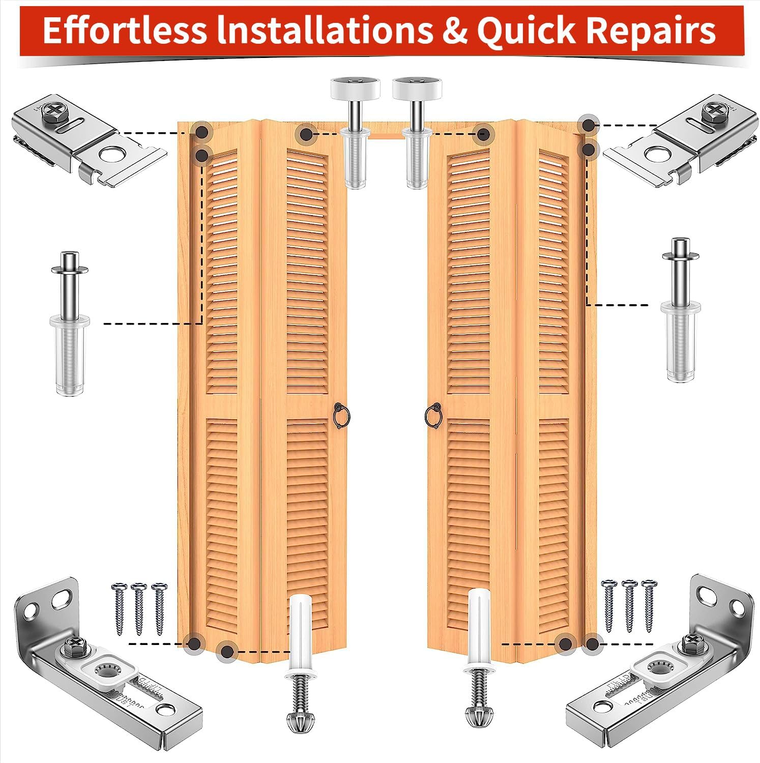 2 Pack Bifold Door Hardware Repair Kit for Sliding & Closet Doors Replacement Parts - Image 6