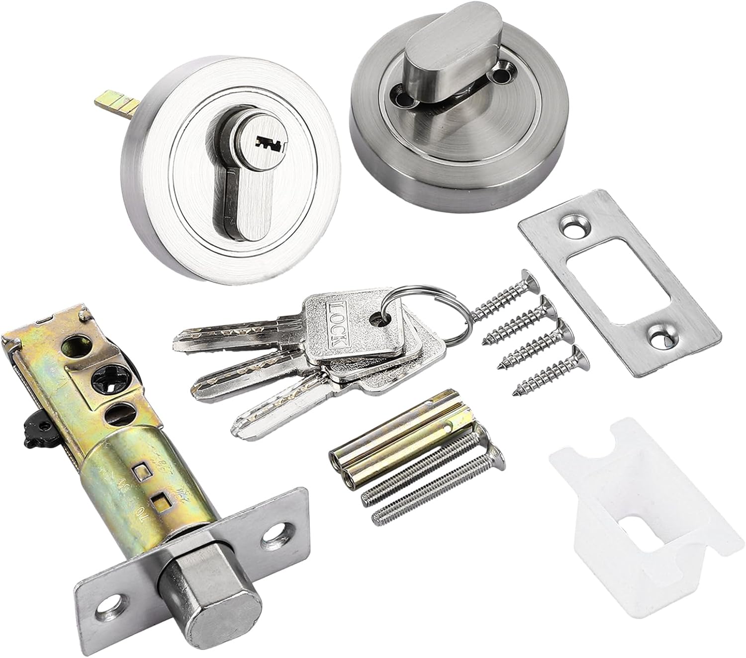 2-Pack Zinc Alloy Single Cylinder Deadbolt Locks, Flush Mount Door Security Lock Set with Keys - Image 3
