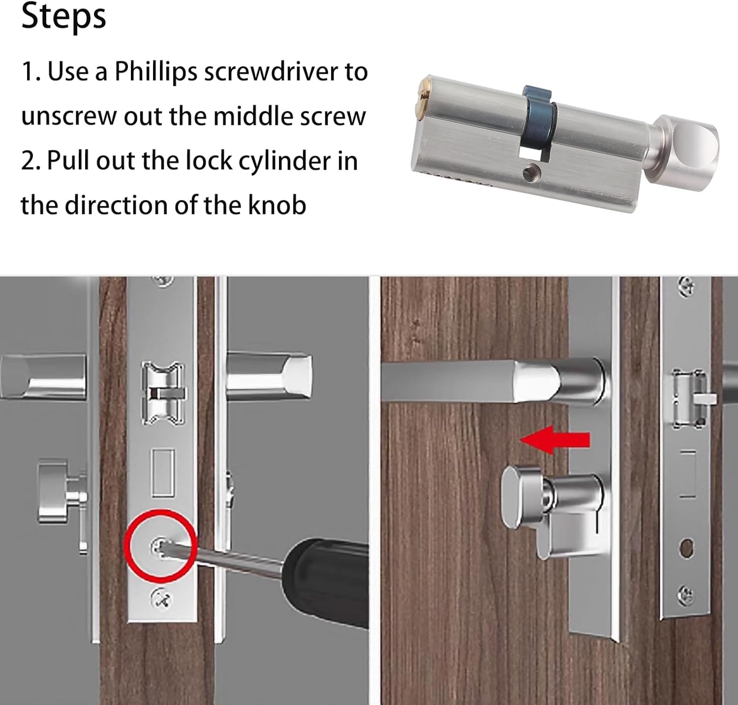 Euro Cylinder Thumb Turn Door Lock, Anti Pick Security Lock Cylinder for UPVC & Wooden Doors - Image 4