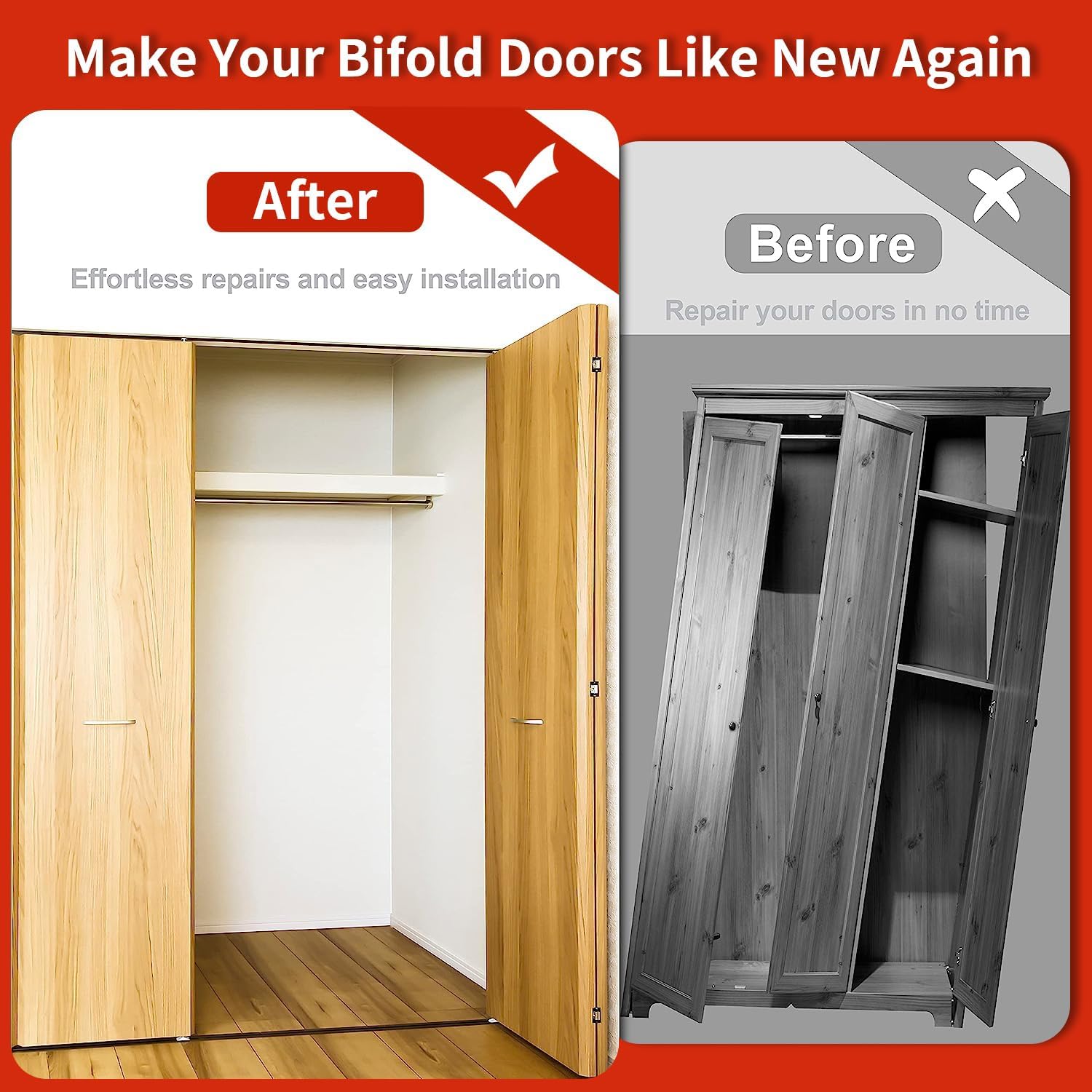 2 Pack Bifold Door Hardware Repair Kit for Sliding & Closet Doors Replacement Parts - Image 4