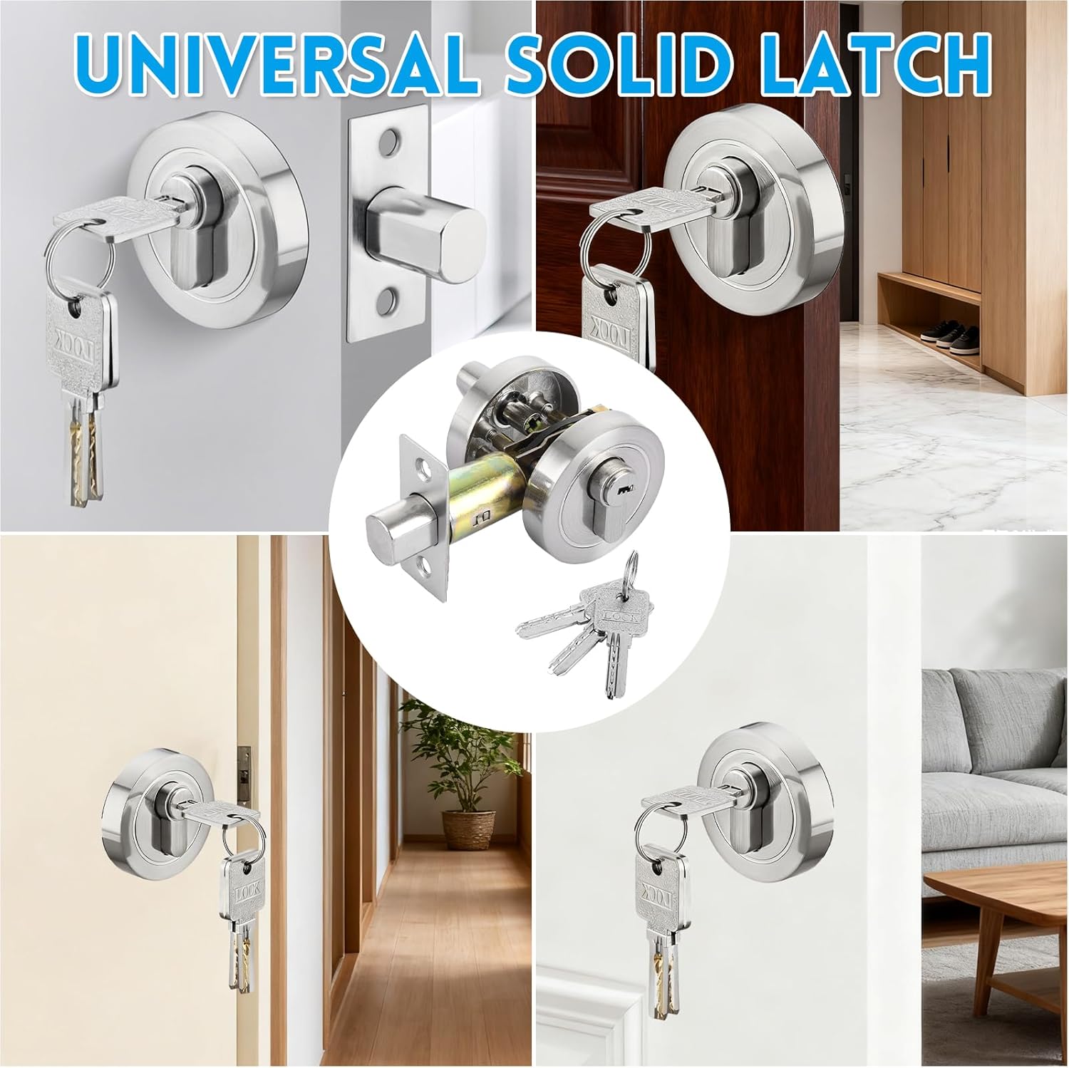 2-Pack Zinc Alloy Single Cylinder Deadbolt Locks, Flush Mount Door Security Lock Set with Keys - Image 7