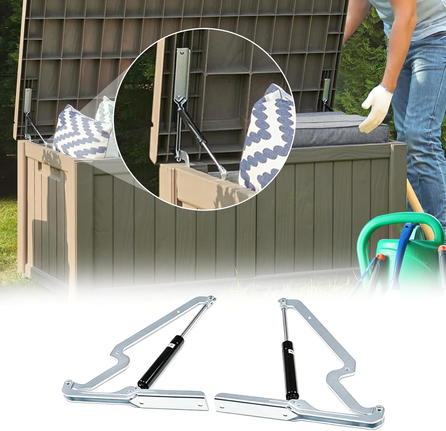 2 Pack 140N Gas Strut Replacement for Outdoor Storage Box & Shed Hinges - Image 7