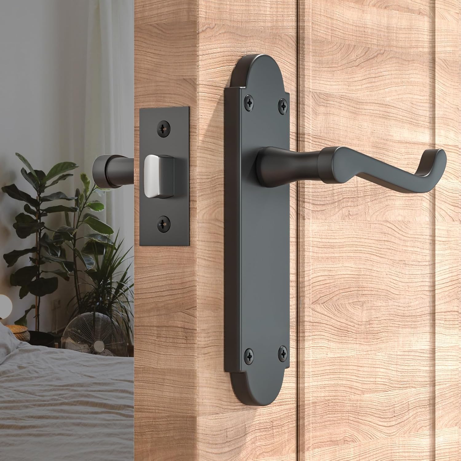 Zinc Alloy Interior Door Handle Set with Privacy Lock for Bathroom & Bedroom Doors - Image 4